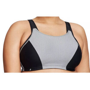 Glamorise Sport Bra 1166 Full-Figure Adjustable Wireless black gray size 34C